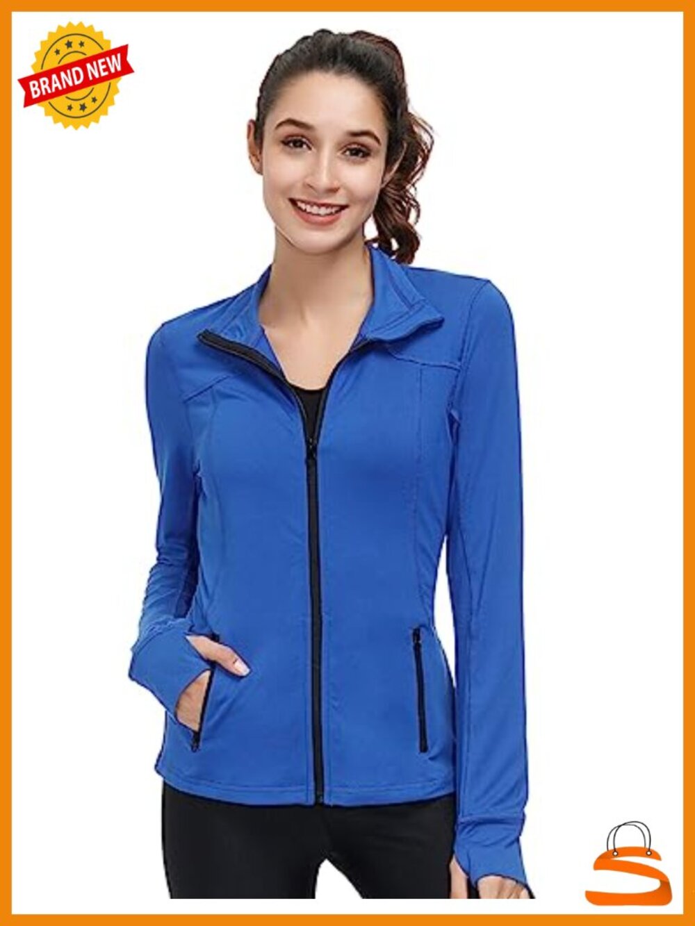 Women's Lightweight Full Zip Athletic Workout Running Jacket Thumb Holes